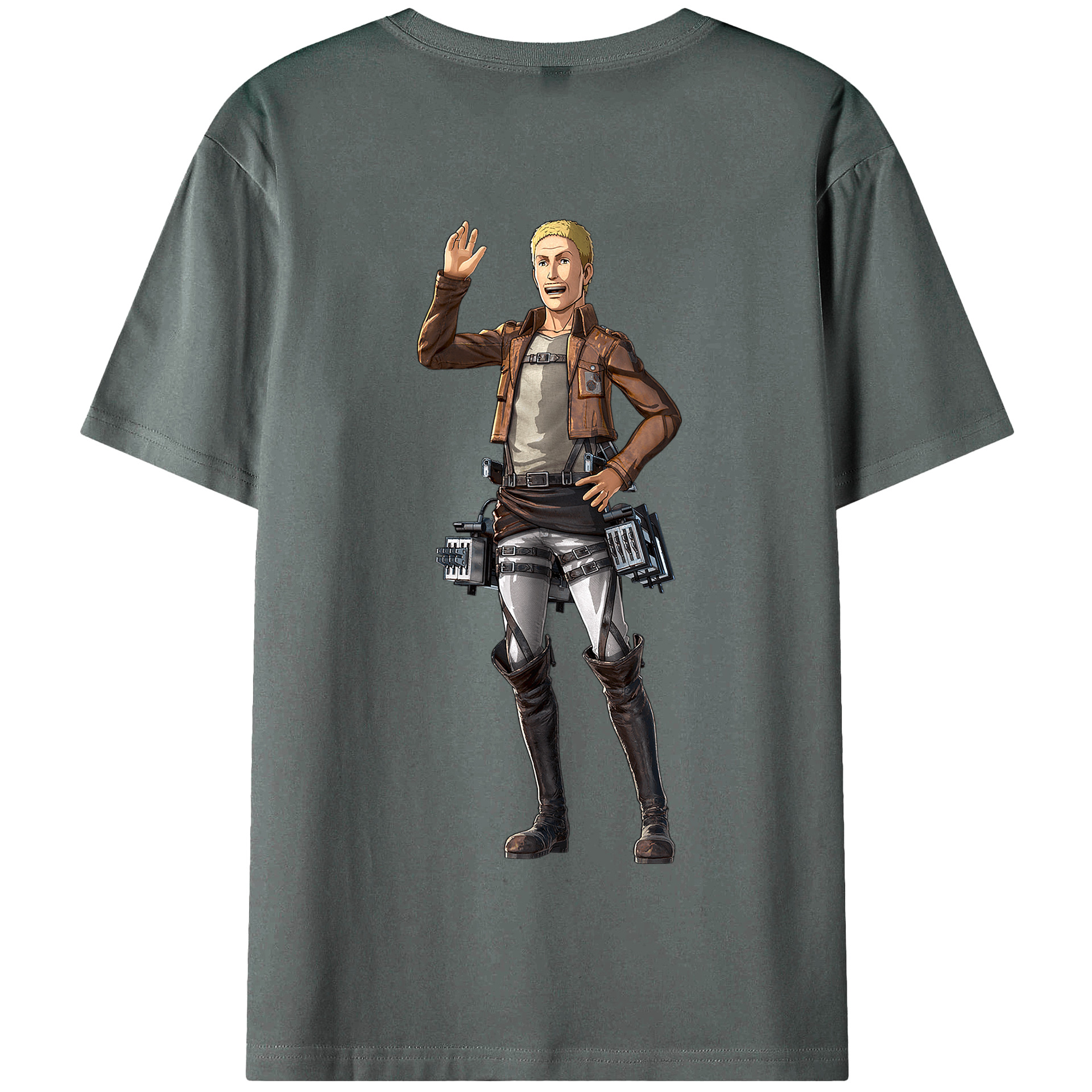（画像用） 進撃の巨人 ハンネス Attack on Titan Hannes 綿100％半袖Tシャツ（背面プリント）